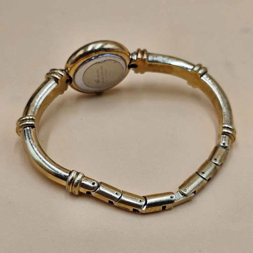 Vintage Anne Klein Gold Tone Quartz Bangle Watch New Battery Runs Great